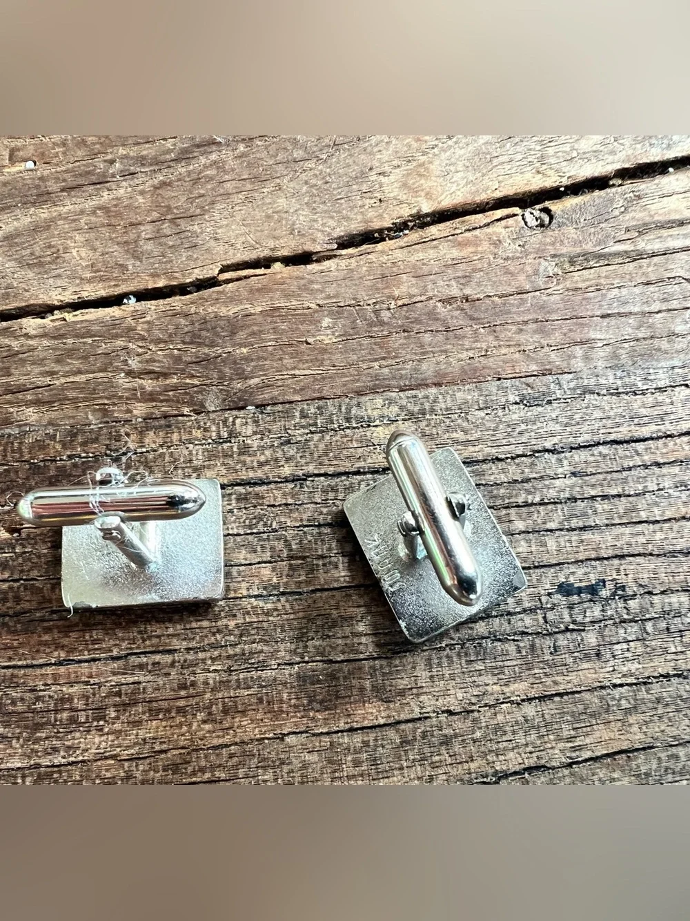 Silver-Tone Mother of Pearl Inlay Rectangular Cufflinks - Men's Accessories